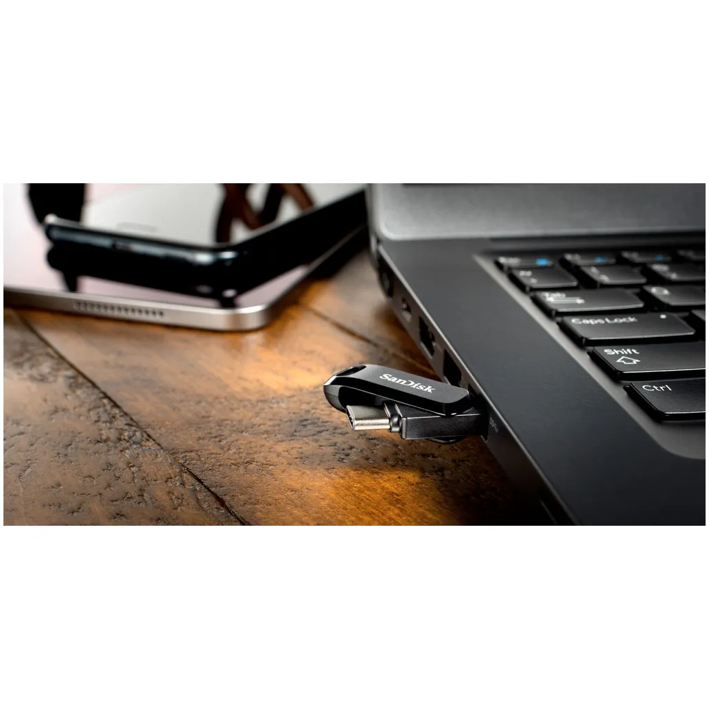 Spominski ključek 512GB USB-C Sandisk Dual Drive Go 150MB/s plastičen brez pokrovčka črn (SDDDC3-512G-G46)