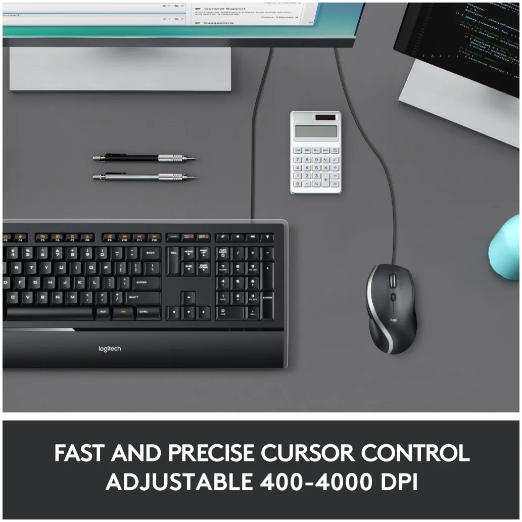 Miš Logitech USB M500s optična črna High Precision Optical Tracking 4000DPI (910-005784)