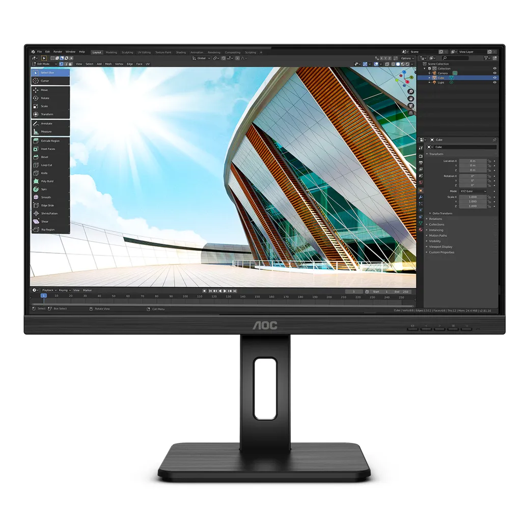 Monitor AOC 60,5 cm (23,8") 24P2C 1920x1080 75Hz IPS 5ms HDMI DisplayPort USB-C 65W 4xUSB3.2 Pivot Zvočniki 3H sRGB107%