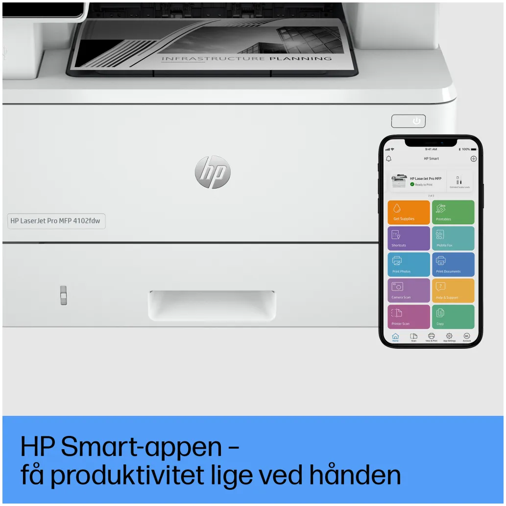 Tiskalnik multifunkcijski laserski ČB HP LaserJet Pro 4102fdw A4 duplex tisk duplex skeniranje faks USB LAN WiFi 40ppm (2Z624F#B19)