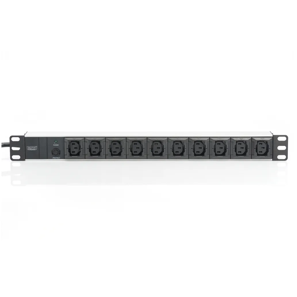 Razdelilec Digitus 48cm 10xEuro C13 ALU UPS Digitus črno/siv