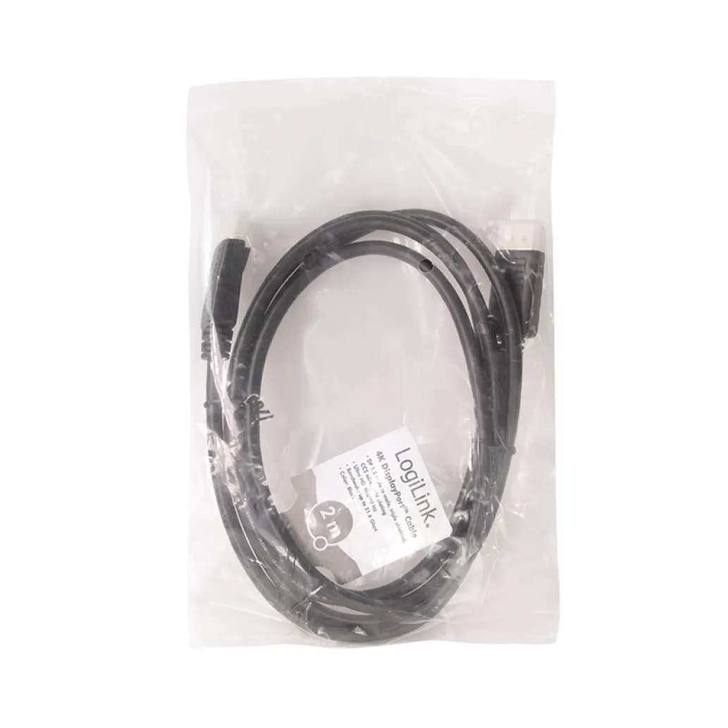 Kabel DisplayPort(m)=>DisplayPort(m) v1.2 2,00m 4K/60Hz CCS pozlačeni konektorji črn LogiLink (CD0101)