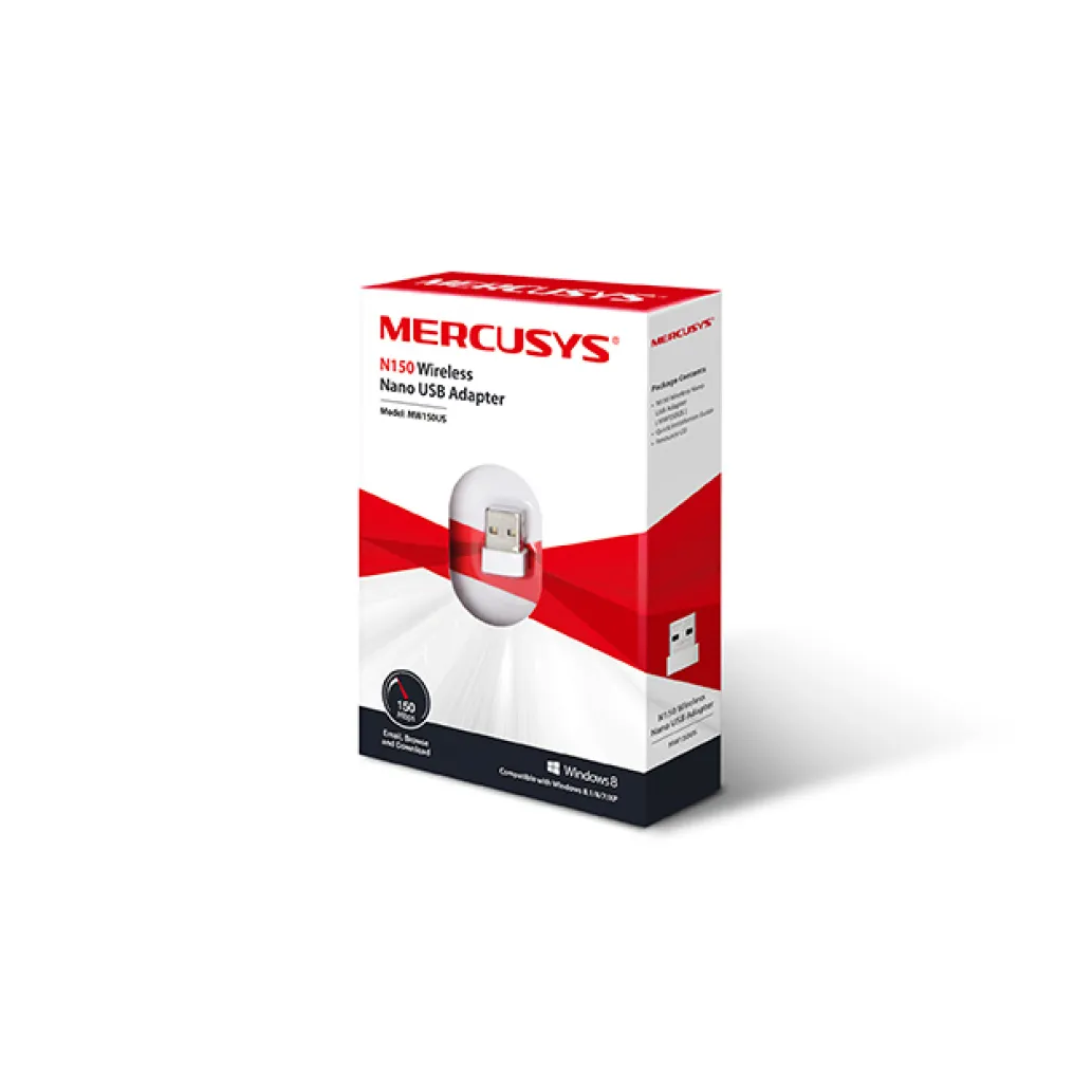 Brezžični mrežni adapter USB 2.0 MERCUSYS Nano WiFi4 802.11n N150 150Mbit/s Nano (MW150US)