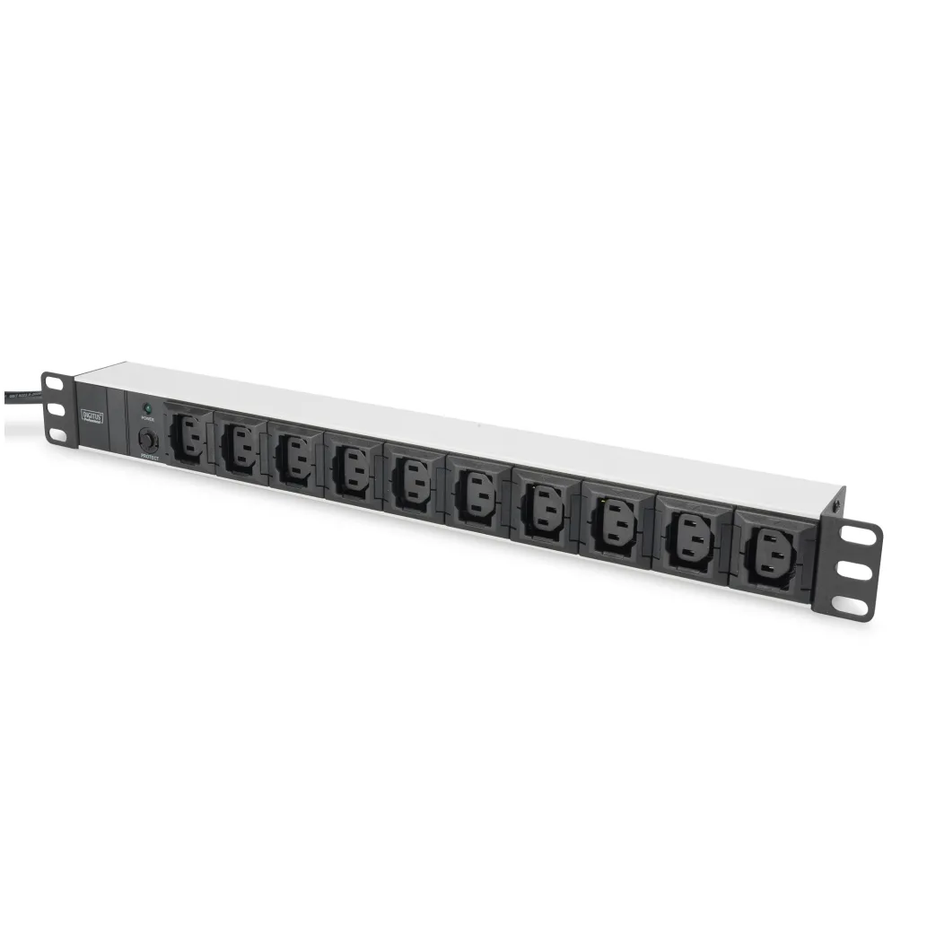 Razdelilec Digitus 48cm 10xEuro C13 ALU UPS Digitus črno/siv