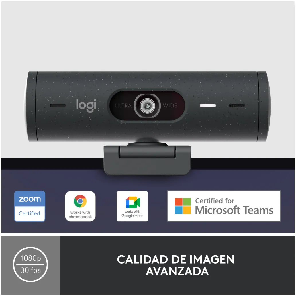 Spletna kamera Logitech BRIO 500 4MP FHD 30FPS 90° USB-C grafitna Autofokus 4xdigitalni zoom dvojni mikrofon pokrov za lečo (960-001422)
