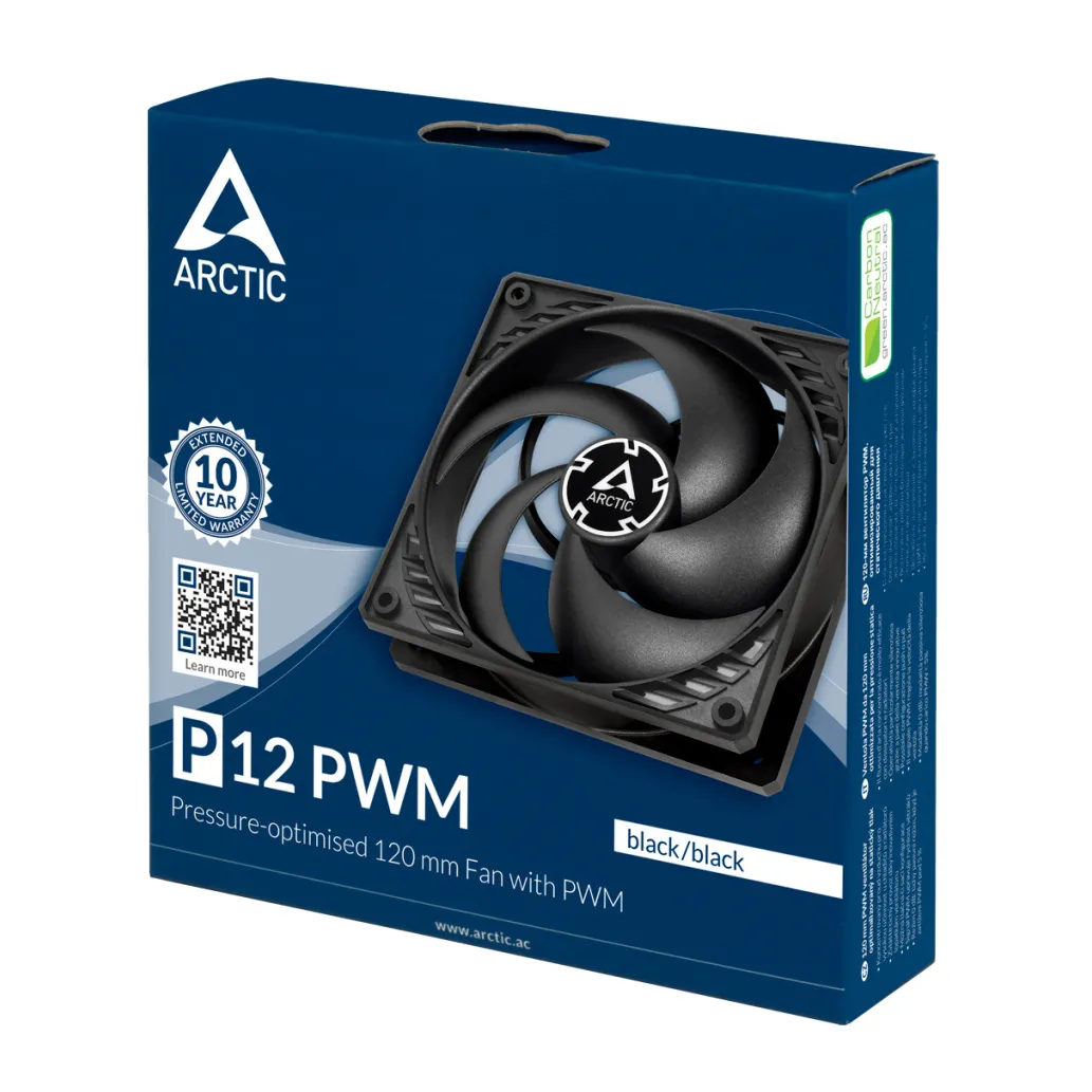 Ventilator Arctic P12 PST Silent 120mm, črna BULK