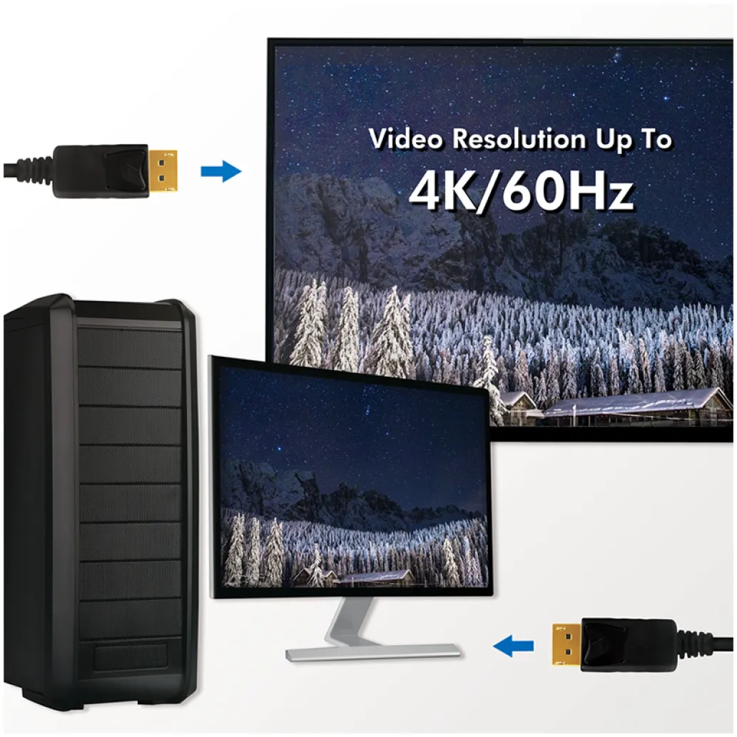 Kabel DisplayPort(m)=>DisplayPort(m) v1.2 2,00m 4K/60Hz CCS pozlačeni konektorji črn LogiLink (CD0101)