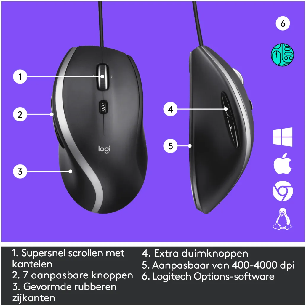 Miš Logitech USB M500s optična črna High Precision Optical Tracking 4000DPI (910-005784)