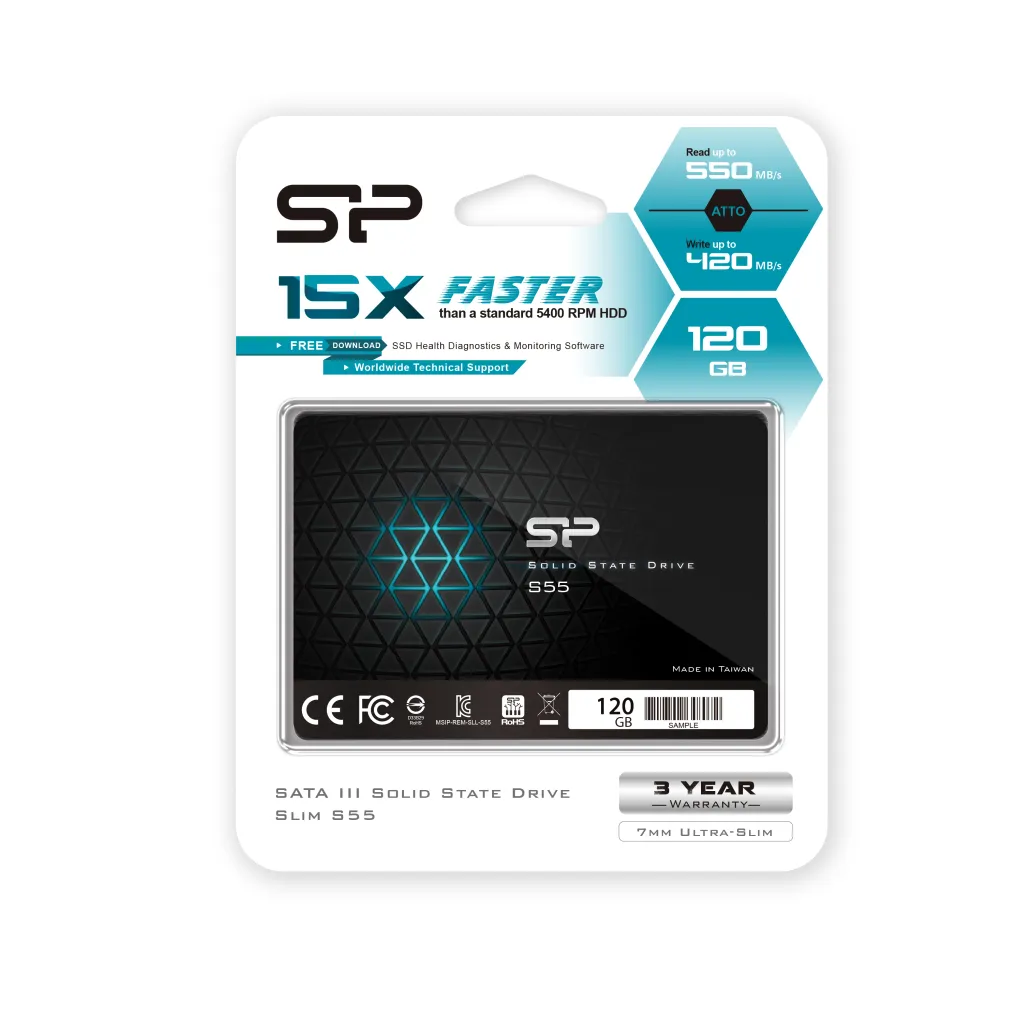 Disk SSD 6,4cm (2,5") SATA3 120GB SiliconPower S55 2,5" 556/420MB/s (SP120GBSS3S55S25)