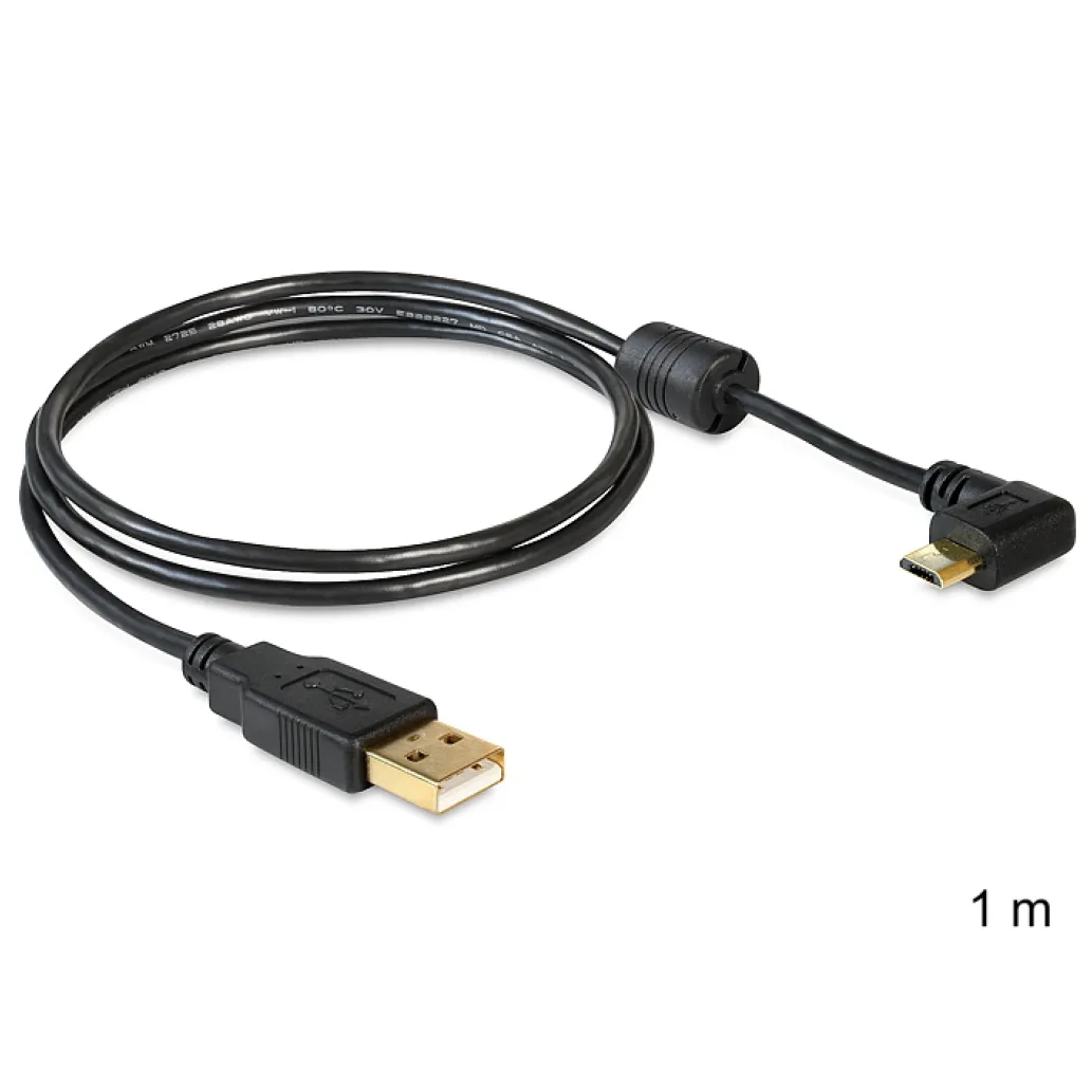 Kabel USB A => B micro 1,0m (za mobitele) kotni-horiz. Delock