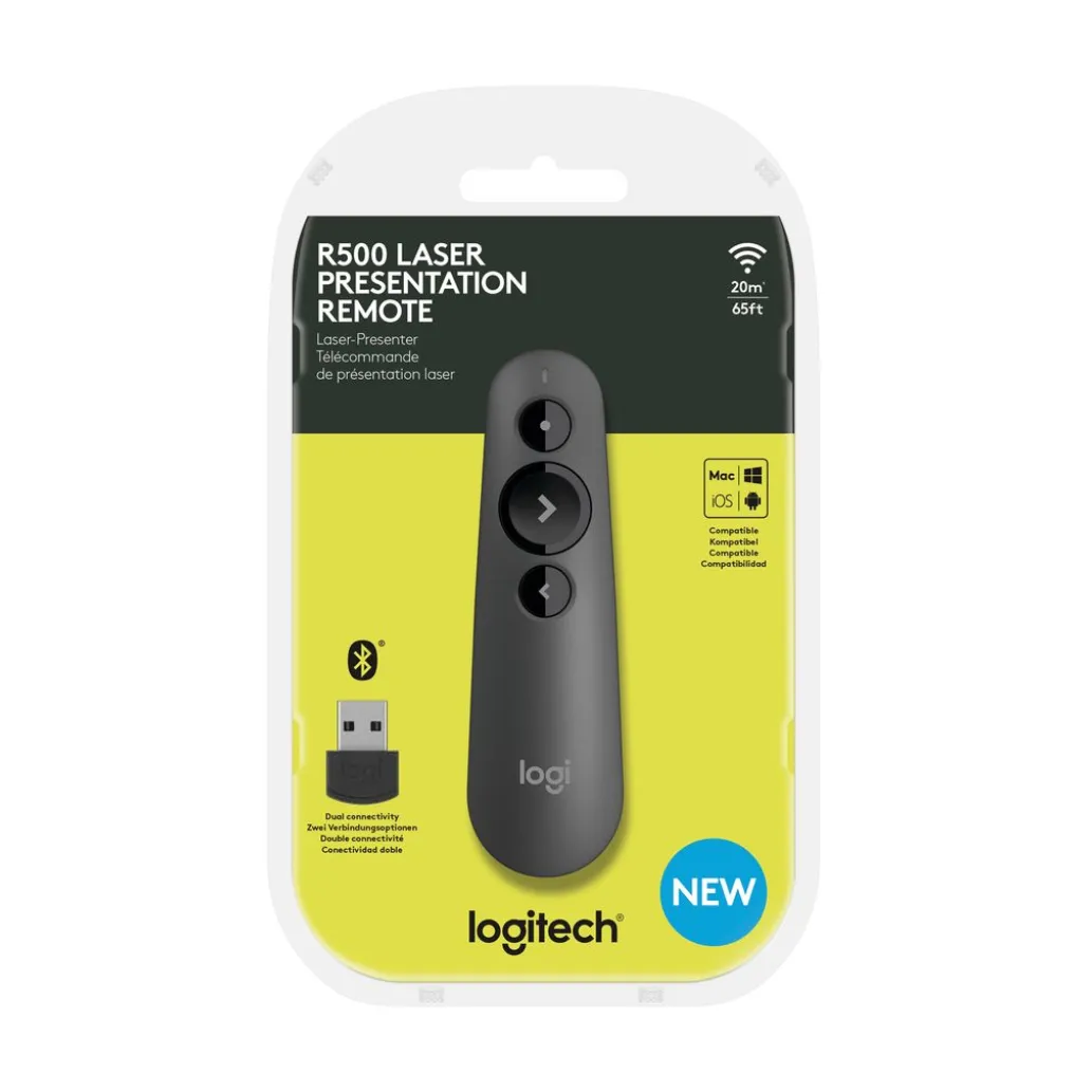 Presenter Logitech Brezžični R500 USB rdeči laser (910-005386)