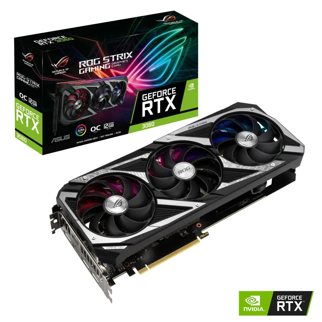 nVidia RTX3060 12GB GDDR6 Asus ROG STRIX Gaming LHR 2x HDMI 3x DisplayPort 3xFAN (90YV0GC2-M0NA10)