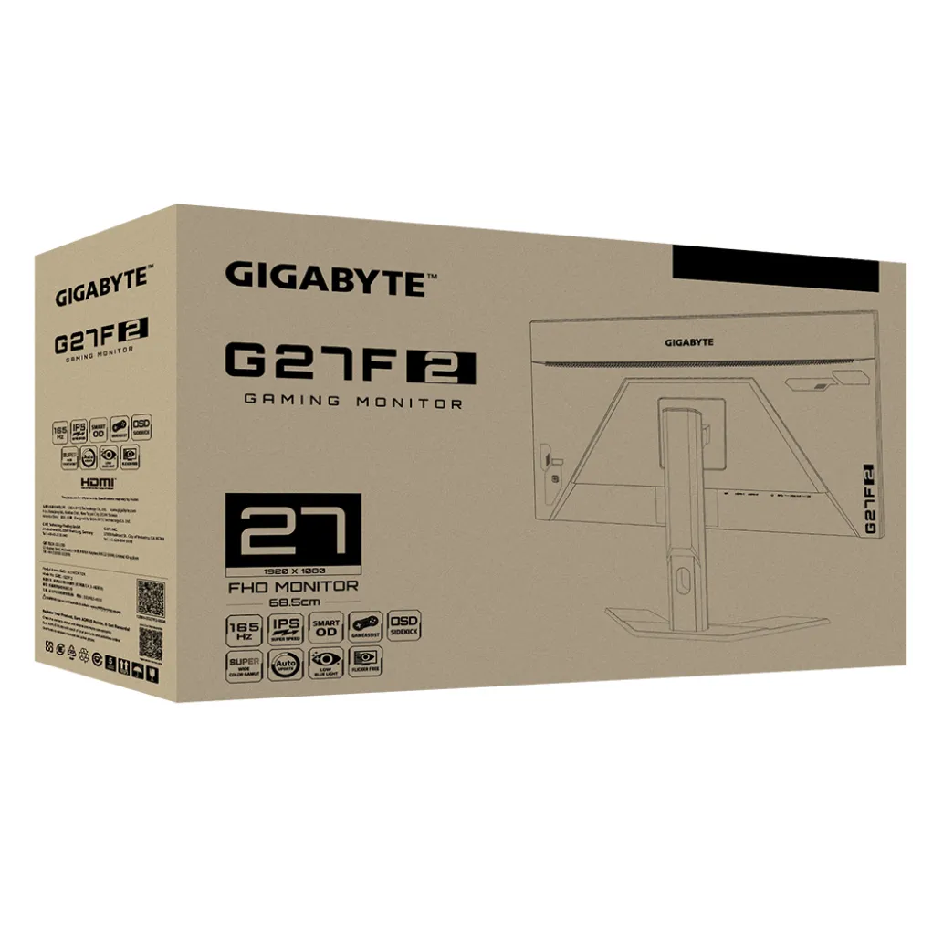 Monitor GigaByte 68,6 cm (27,0") G27F 2 1920x1080 Gaming 170Hz IPS 1ms 2xHDMI DisplayPort 2xUSB3.2 HAS sRGB130% FreeSync Premium