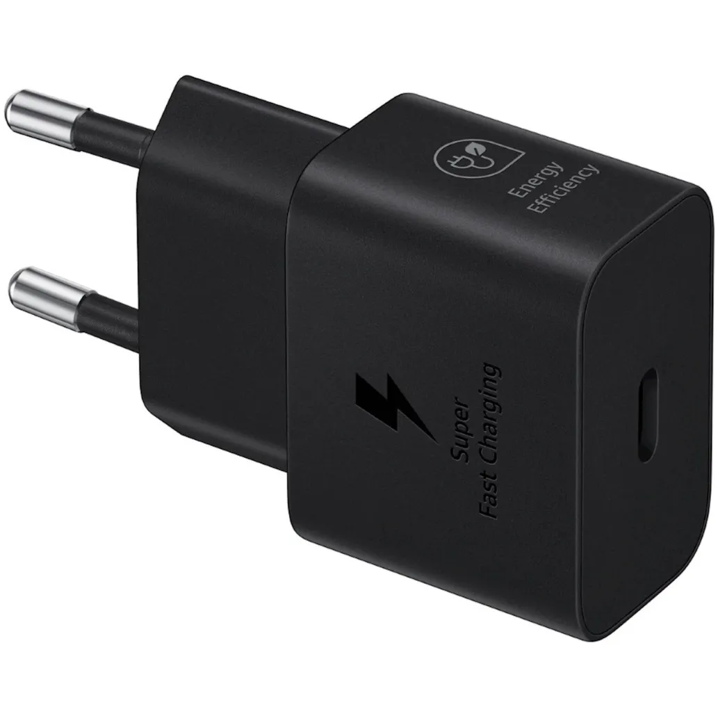 Hišni polnilec 25W 100-240V => USB-C (ž) hitri Samsung črn BULK brez kabla (EP-T2510NBEGEU)