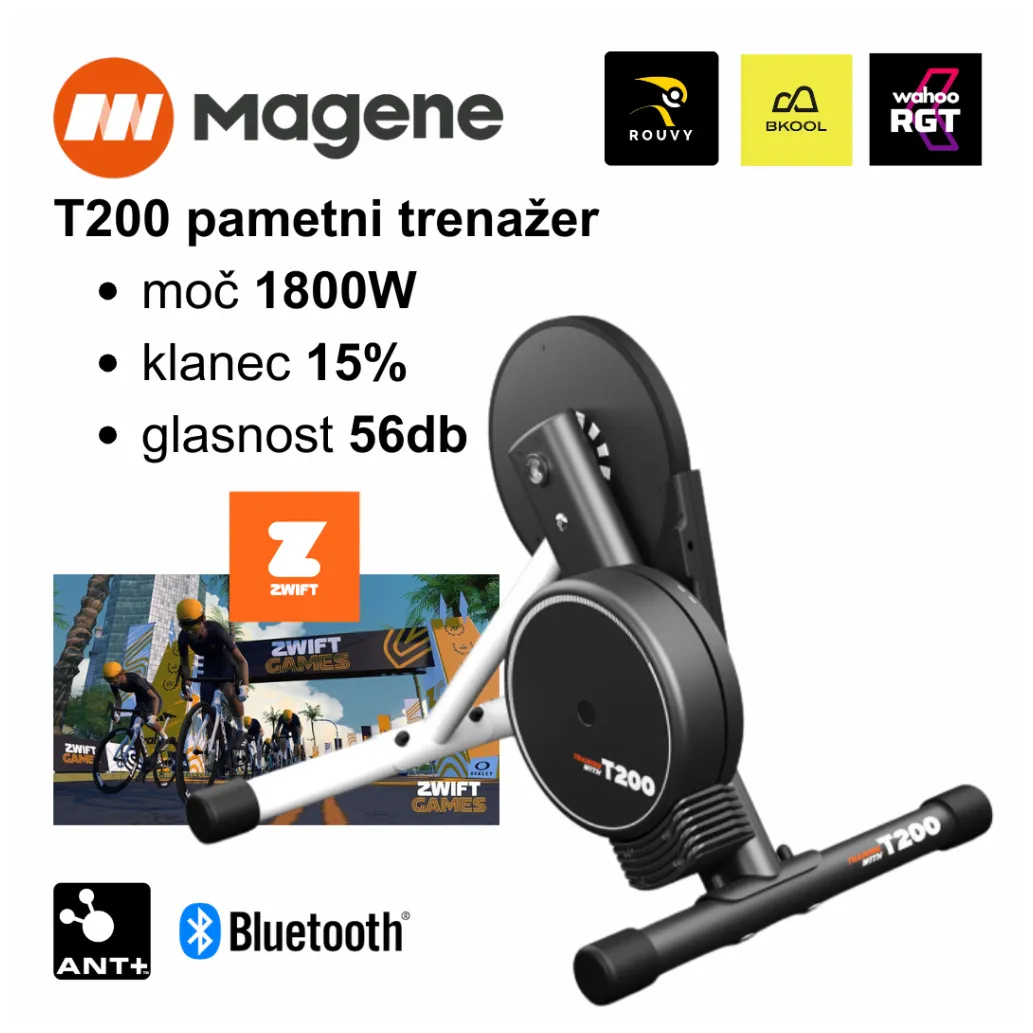 Magene T200 pametni trenažer 1800W klanec 15% glasnost 56dB