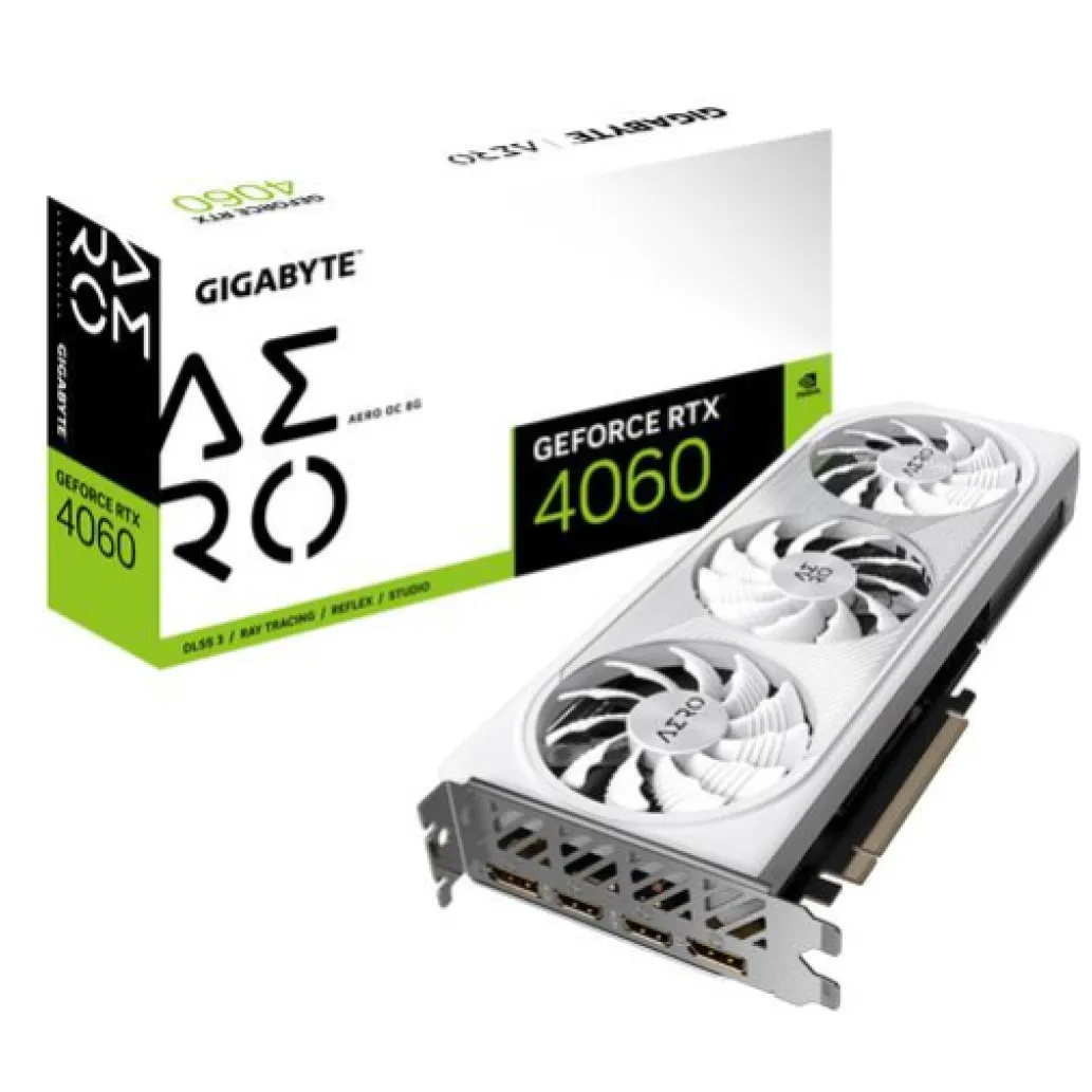 Grafična kartica nVidia RTX4060 GigaByte Aero OC 3x - 8GB GDDR6 (GV-N4060AERO OC-8GD)