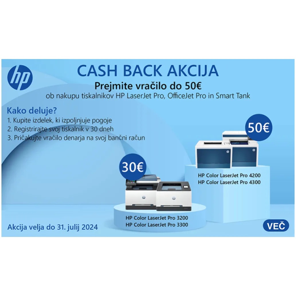 Tiskalnik multifunkcijski laserski barvni HP LaserJet Pro MFP 4302fdw A4 duplex tisk duplex skeniranje faks USB LAN WiFi 33ppm Cashback 1.2.-31.10.2026 - 50€ (5HH64F#B19)