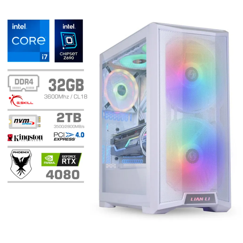 Računalnik MEGA TWR S10 i7-12700K/RTX4080/32GB/2TB-4.0/1000W/Brez OS/bela RGB