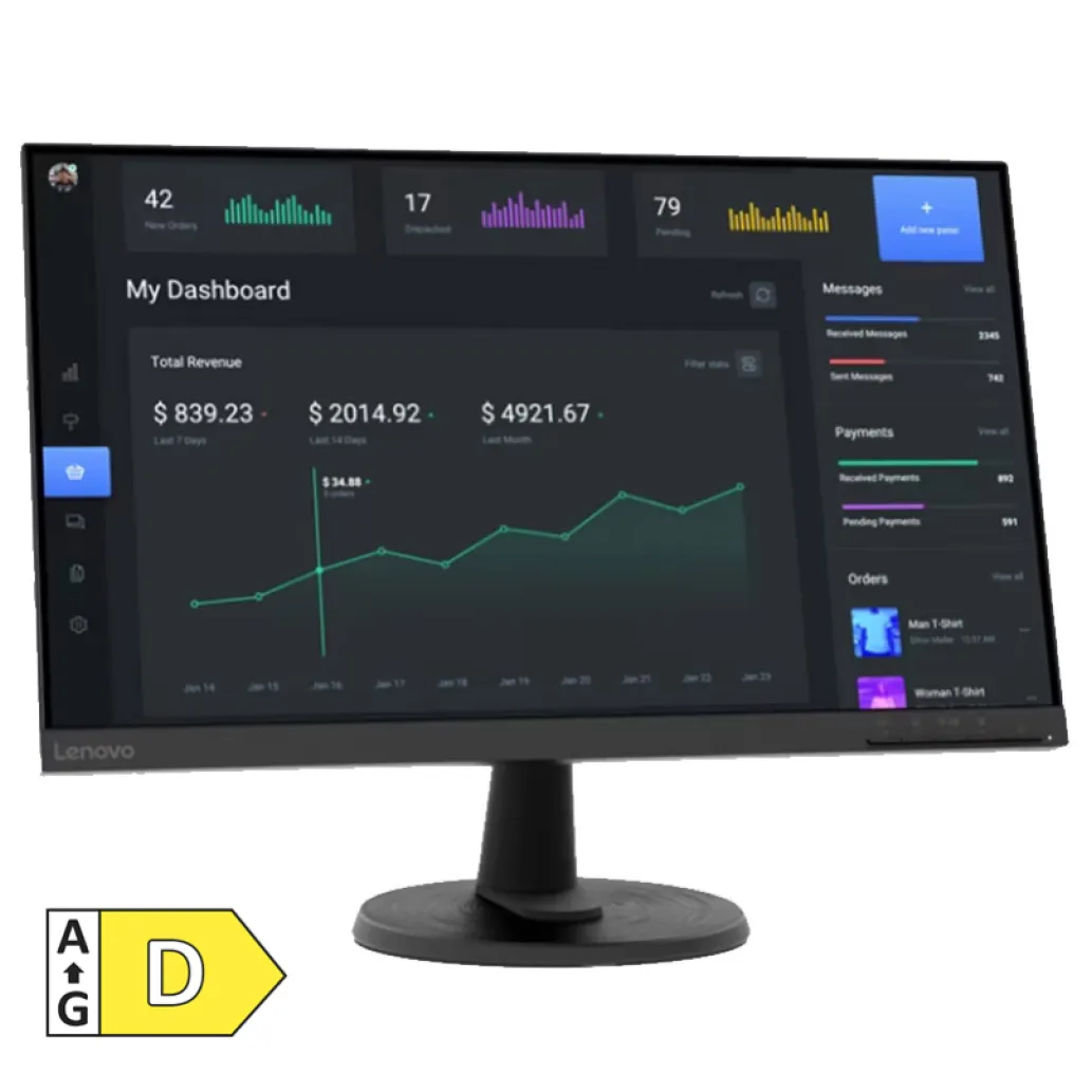 Monitor Lenovo 60,5 cm (23,8") D24-45 1920x1080 75Hz VA 5ms VGA HDMI sRGB103% FreeSync