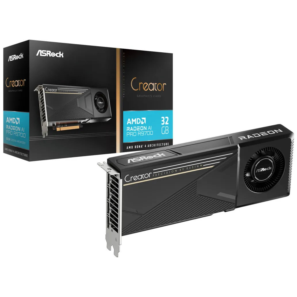 Grafična kartica AMD R9700 Asrock AI Pro Creator - 32GB GDDR6 | 4xDisplayport 2.1 (R9700 CT 32G)