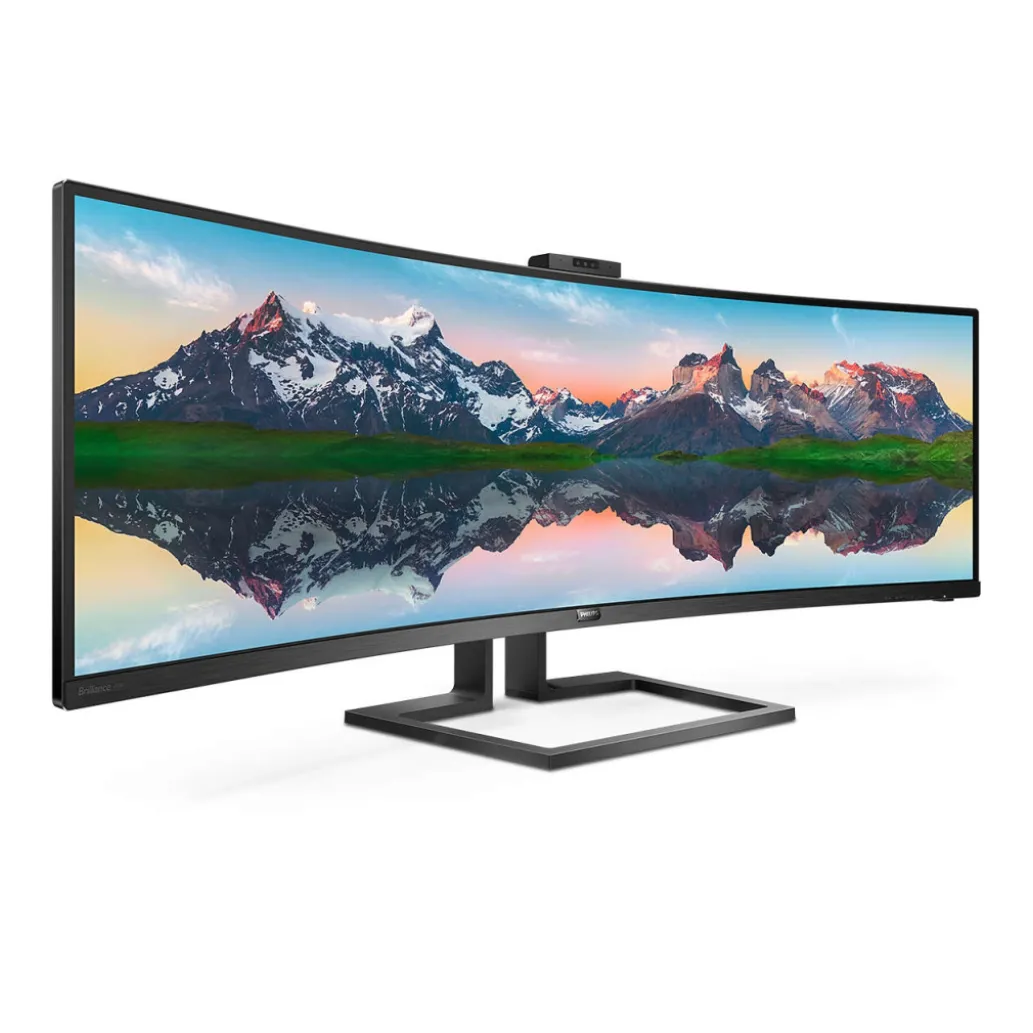 Monitor Philips 124,5 cm (49,0") 499P9H 5120x1440 Curved konferenca VA 5ms 2xHDMI DisplayPort USB-C 90W 3xUSB3.1 HAS Kamera Zvočniki  2H sRGB121% RJ45 KVM HDR400 Brilliance