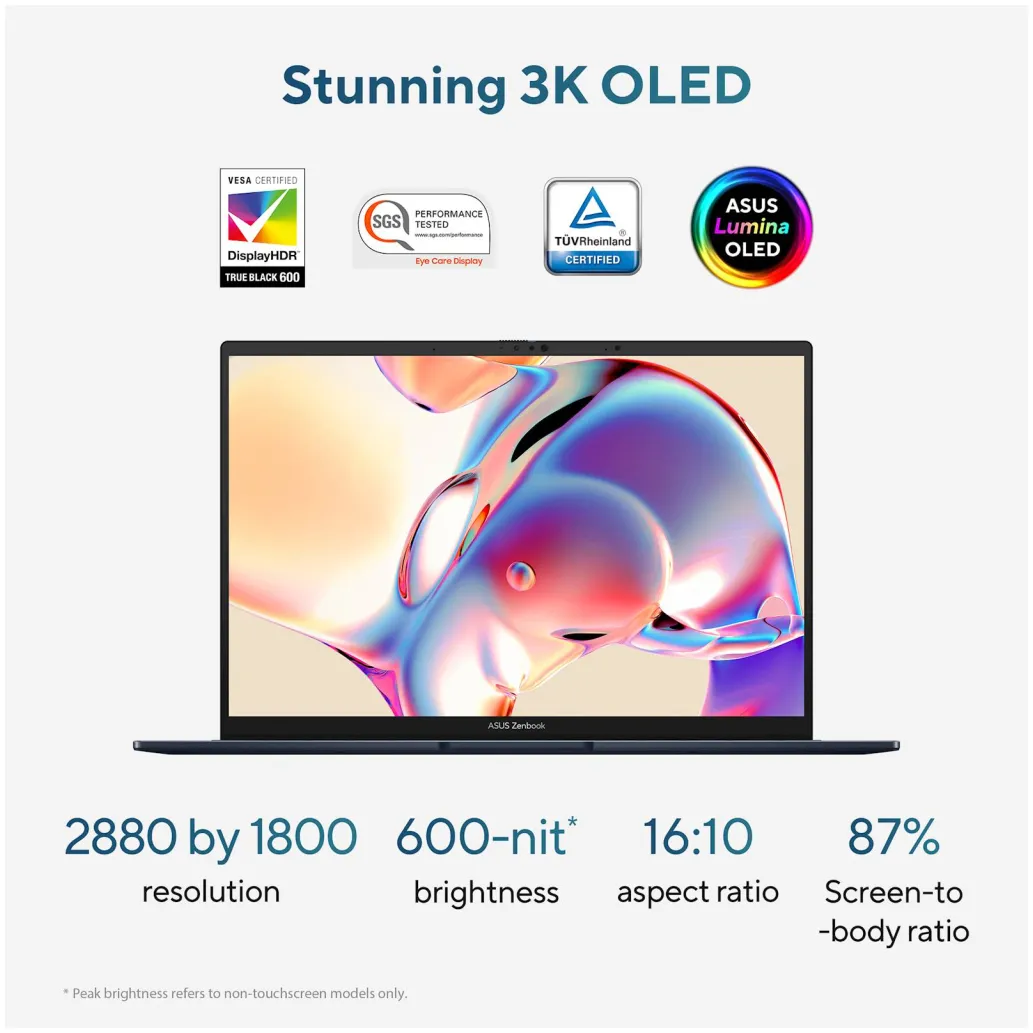 Prenosnik Asus 35,5 cm (14,0") Zenbook 14 OLED 2880x1800 OLED na dotik 500nit 120Hz Ultra 9-285H/32GB/SSD1TB/BL/ALU/Intel Arc/Win11Pro (90NB14W3-M00KH0)