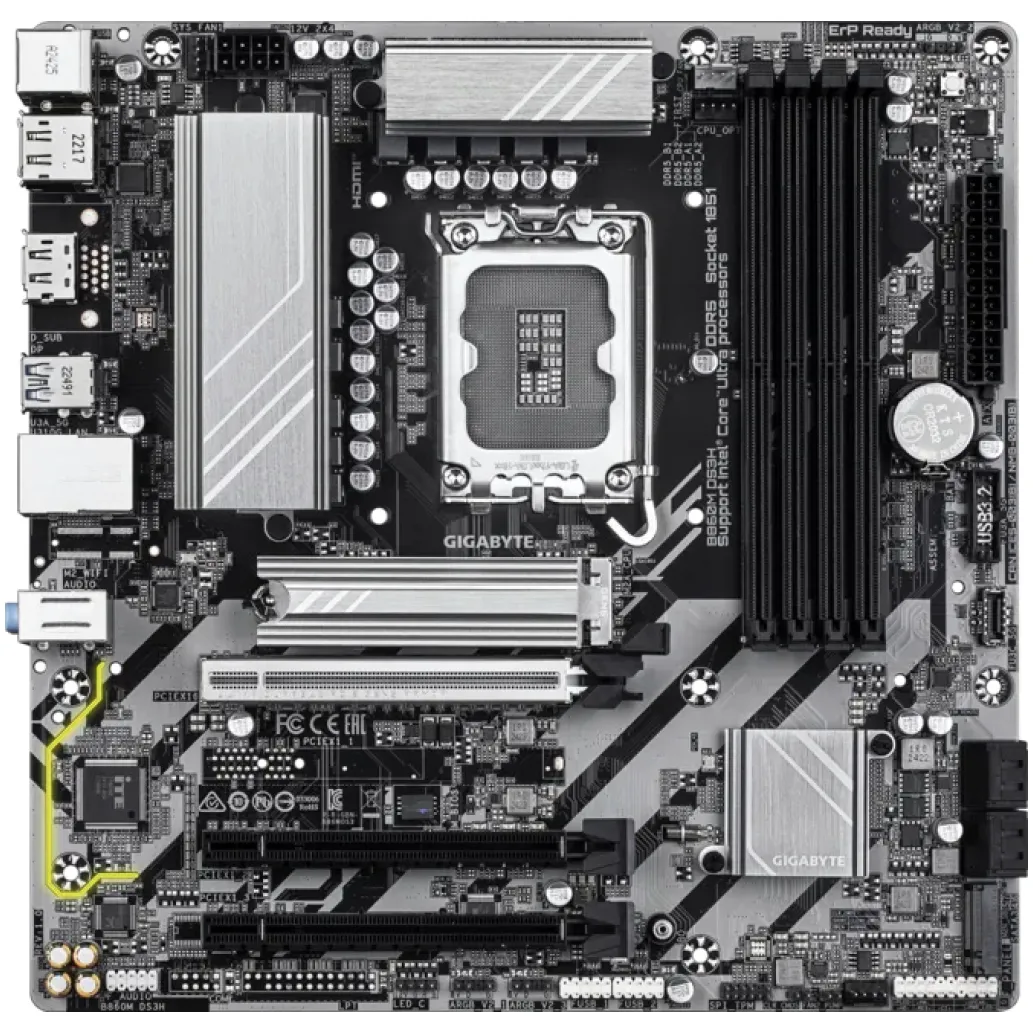 Osnovna plošča LGA1851 GigaByte B860M DS3H (Rev. 1.0) mATX HDMI 2xDisplayPort