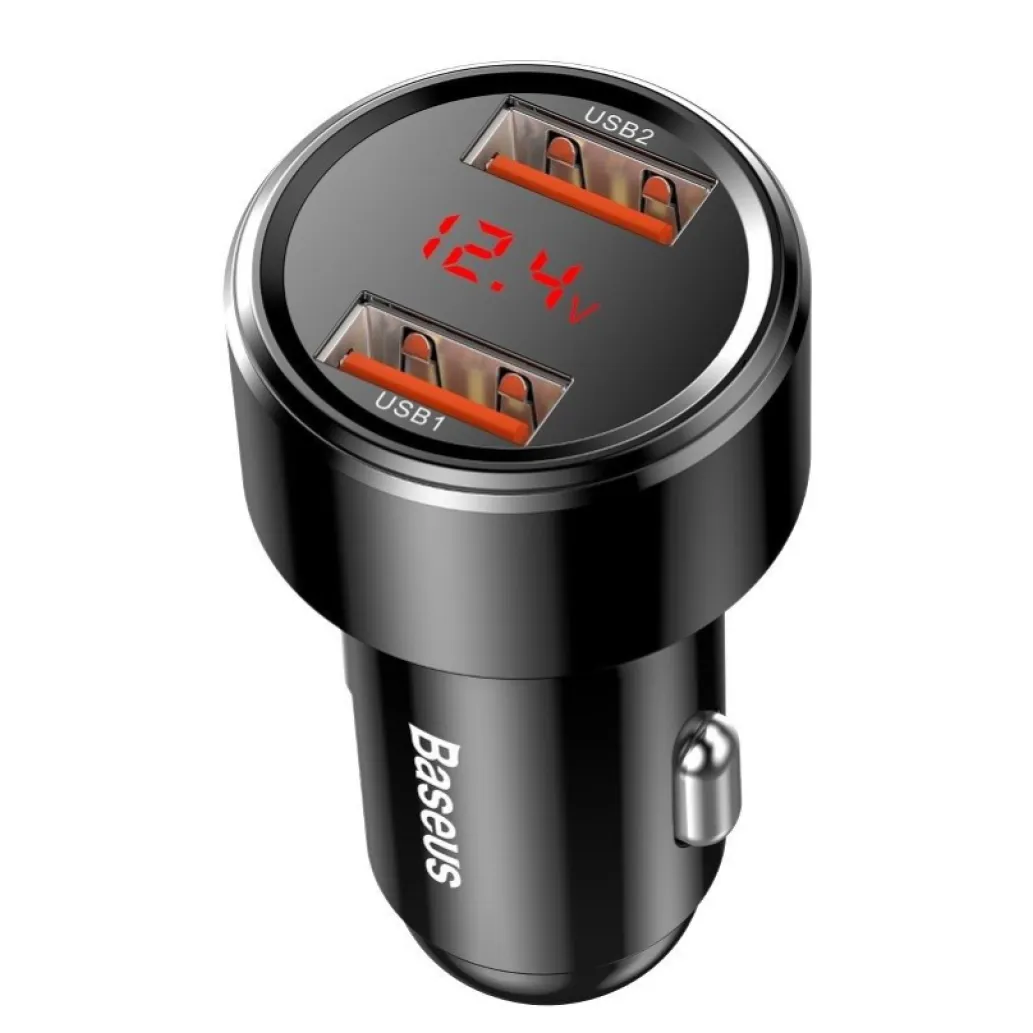 Avto polnilec 12V/24V => 2x USB-A 45W QC3 Baseus - črn (CCMLC20A-01)
