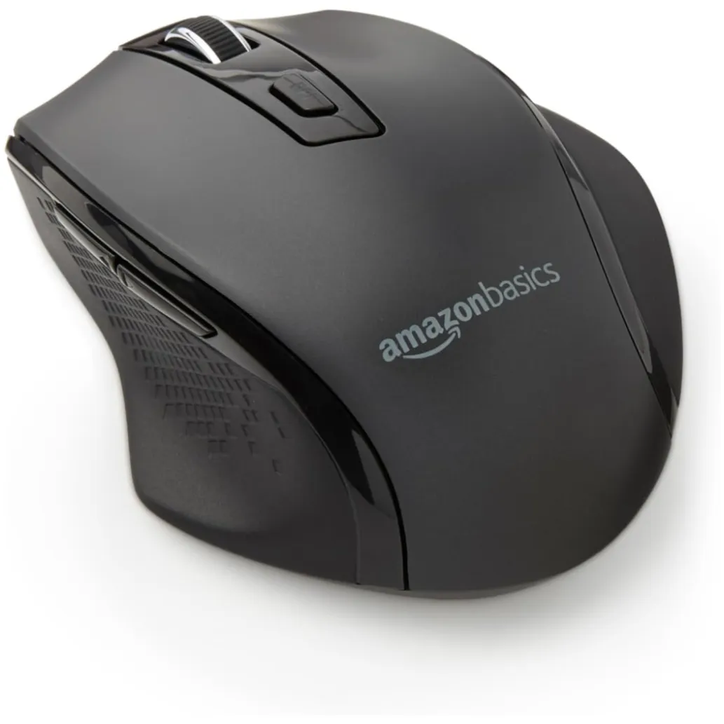 Miš brezžična desktop AmazonBasics Ergonomic Mouse 3600DPI ergonomična grafitna nastavljiva občutljivost (600, 1000, 1600, 2400 or 3600 dpi), dim 10.4 x 7.4 x 3.8 cm (G6B-BK)