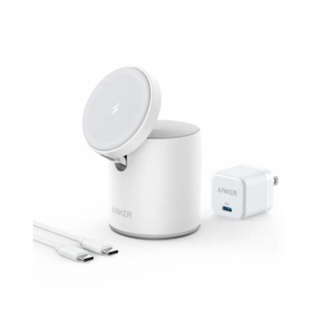 Hišni polnilec 100-240V => Anker MagGo brezžični MagSafe dvostopenjski polnilec z naklonom bel