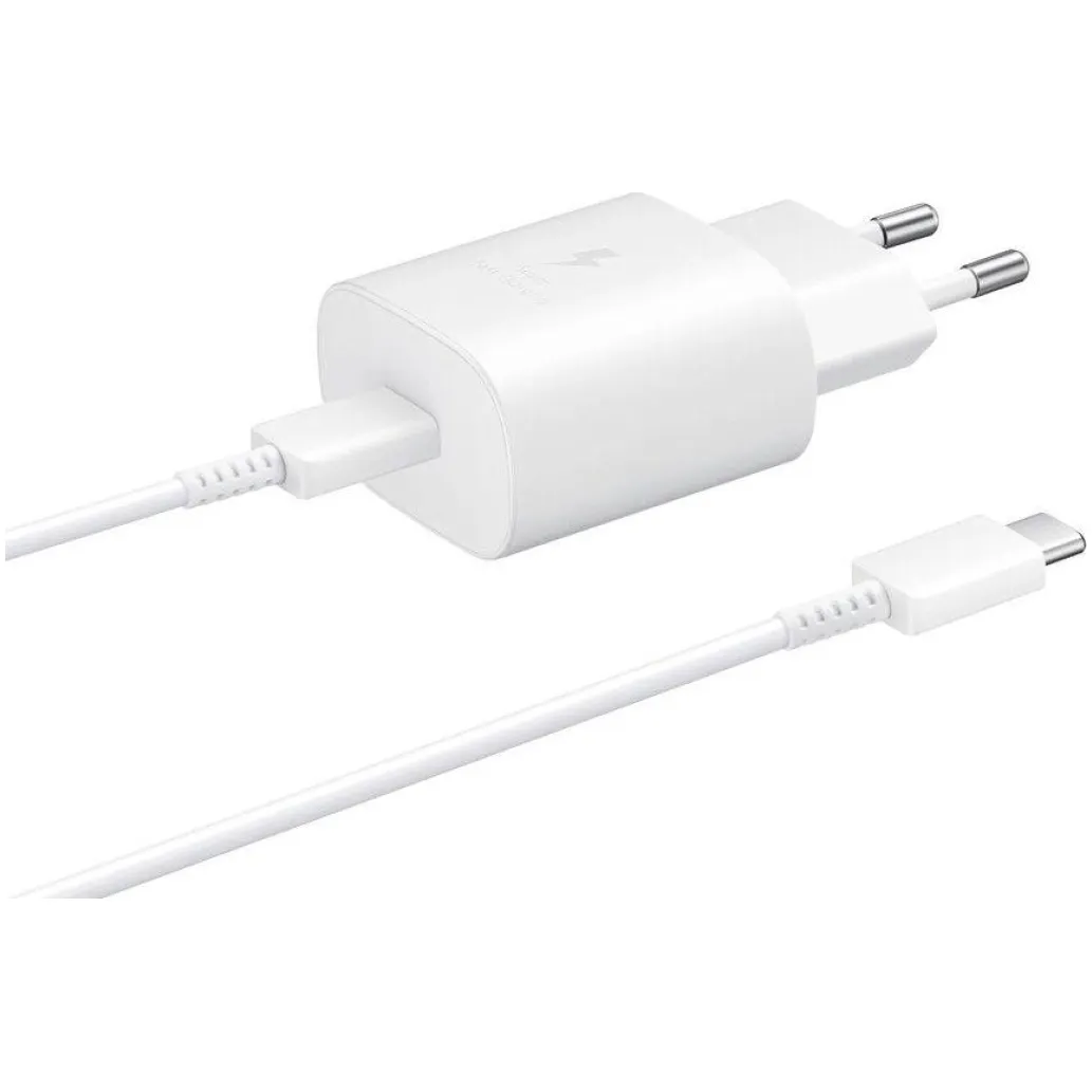 Hišni polnilec Samsung 25W EP-TA800 220V => USB-C + kabel USB-C 1m bel (EP-TA800XWEGWW)