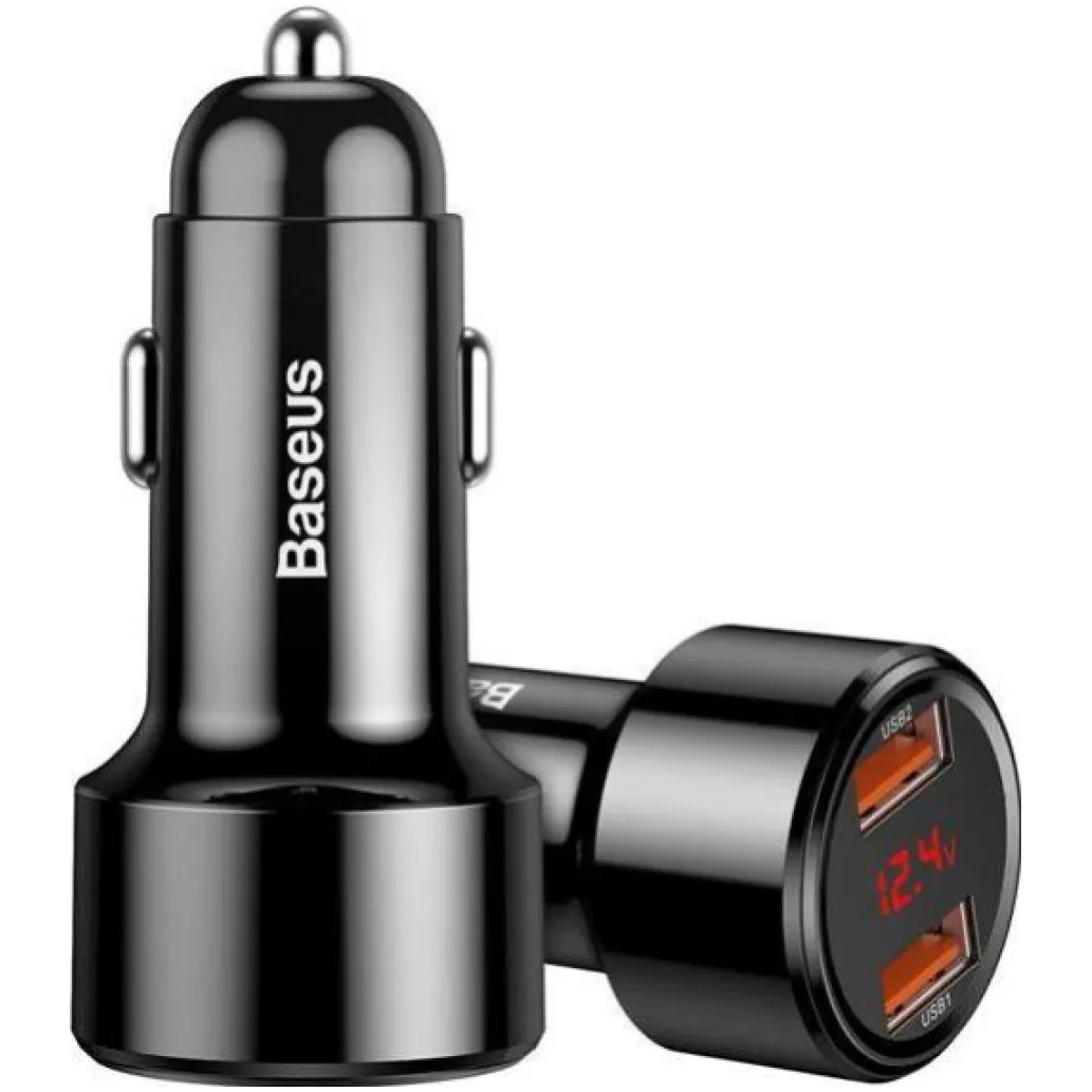 Avto polnilec 12V/24V => 2x USB-A 45W QC3 Baseus - črn (CCMLC20A-01)