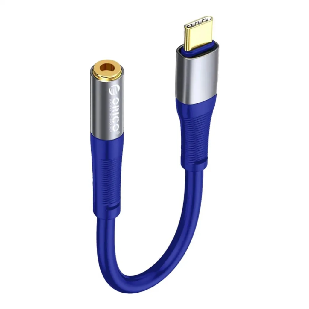 Adapter avdio USB-C (m) => 3,5mm (ž) 0,20m AXC-02 Orico moder (ORICO-AXC-02-BL-BP)