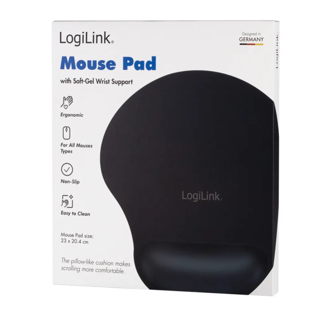 Podloga za miško z gelom ergonomska LogiLink MousePad črna (ID0027)