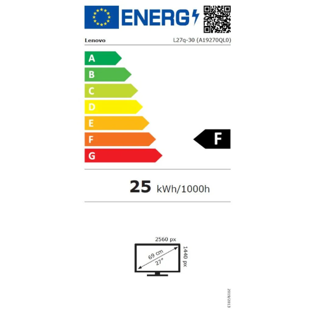 Monitor Lenovo 68,5 cm (27,0") L27q-30 2560x1440 75Hz IPS 4ms HDMI DisplayPort sRGB99% FreeSync