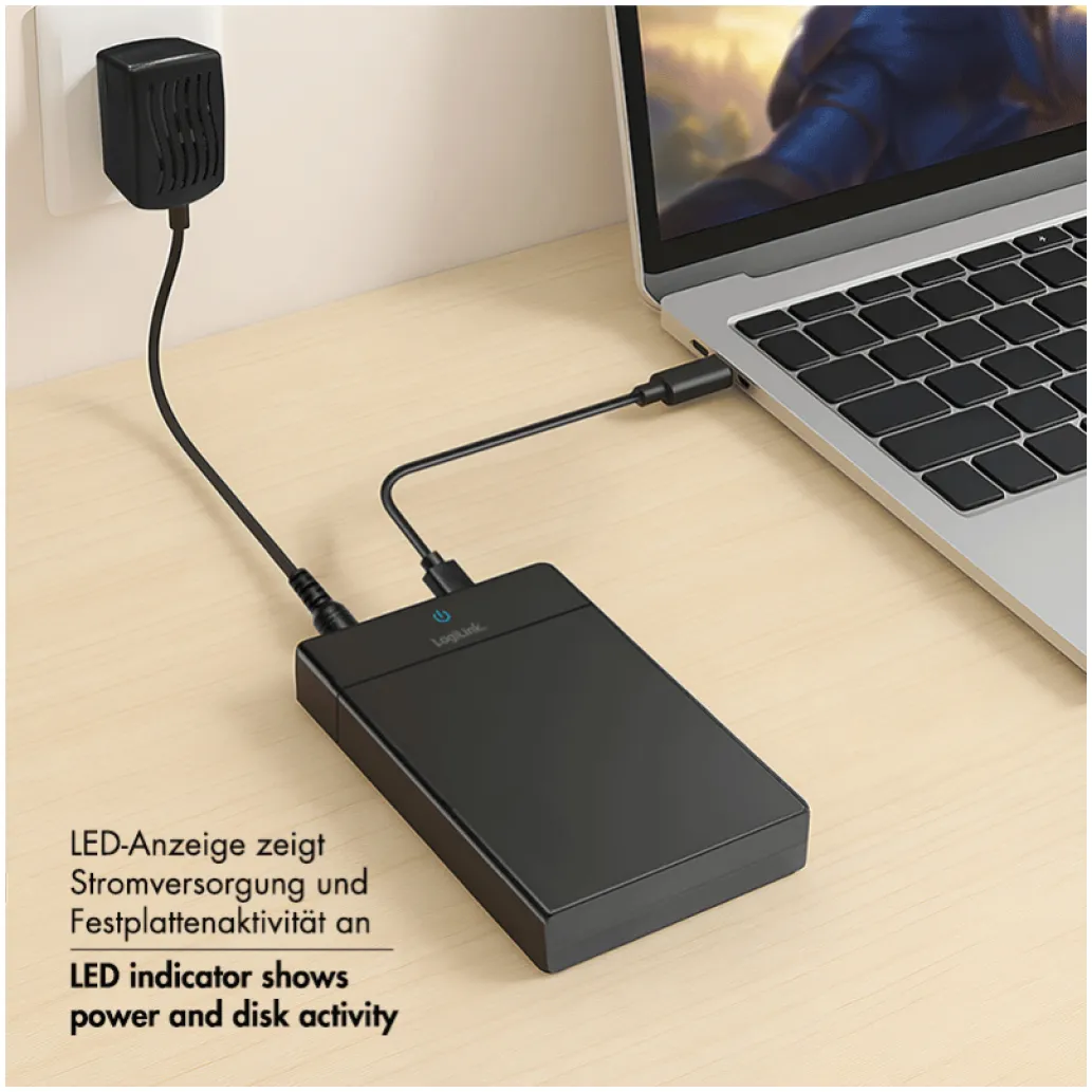 Ohišje za trdi disk 3,5 USB 3.2 Gen1 Logilink brezvijačno črno (UA0460)