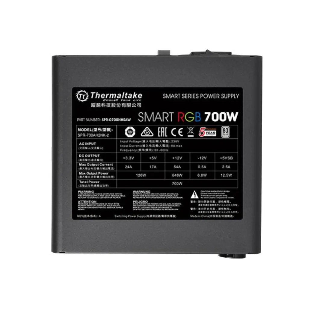 Napajalnik - 700W Thermaltake Smart RGB LED (PS-SPR-0700NHSAWE-1)