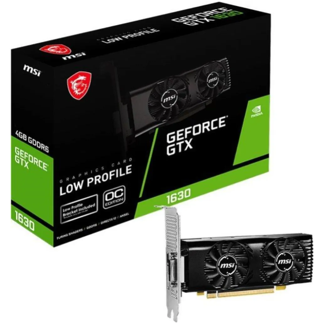 nVidia GTX1630-4GB 4GB GDDR6 64bit MSI LP OC DVI HDMI DP (GTX 1630 4GT LP OC)