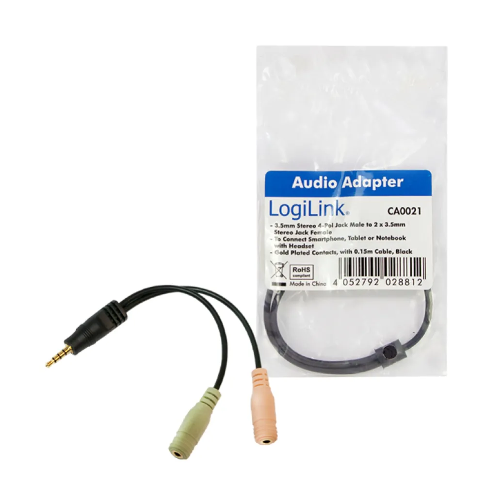 Adapter Audio 3,5mm M => 2 x 3,5mm Ž LogiLink 0,15m (CA0021)