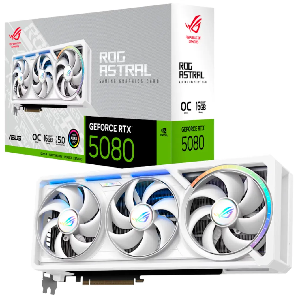 Grafična kartica nVidia RTX5080 Asus ROG Asral OC Edition Bela - 16GB GDDR7 (90YV0LV4-M0NA00)
