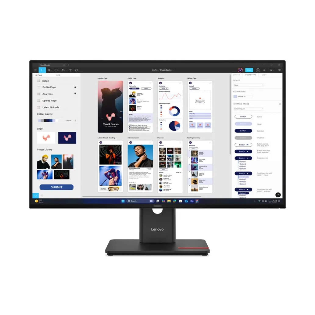 Monitor Lenovo 80 cm (31,5") T32UD-40 3840x2160 IPS 4ms HDMI DisplayPort USB-C 100W 3xUSB3.2 USB-C-Out sRGB99% RJ45 HDR10 ThinkVision