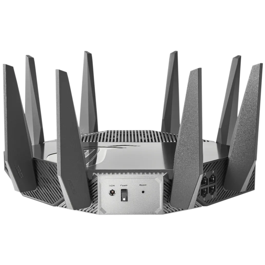 Usmerjevalnik brezžični Asus ROG Rapture GT-AXE11000 WiFi6E 802.11ax AX11000 4804Mbit/s 5G MESH OFDMA triband 1xLAN/WAN2,5GB 4xLAN 8x antena (90IG06E0-MO1R00)