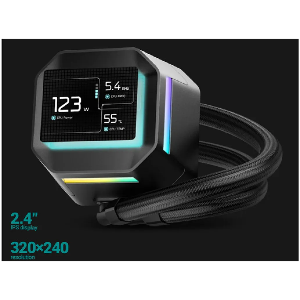 Vodno hlajenje DeepCool LM240 LCD - 240mm ARGB črna (R-LM240-BKDMMC-1)