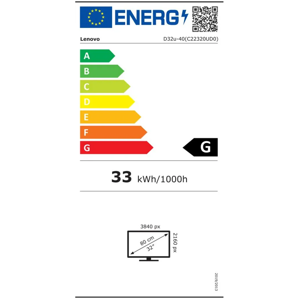 Monitor Lenovo 80 cm (31,5") D32u-40 3840x2160 VA 4ms 2xHDMI DisplayPort NTSC72% FreeSync črna- odprta embalaža