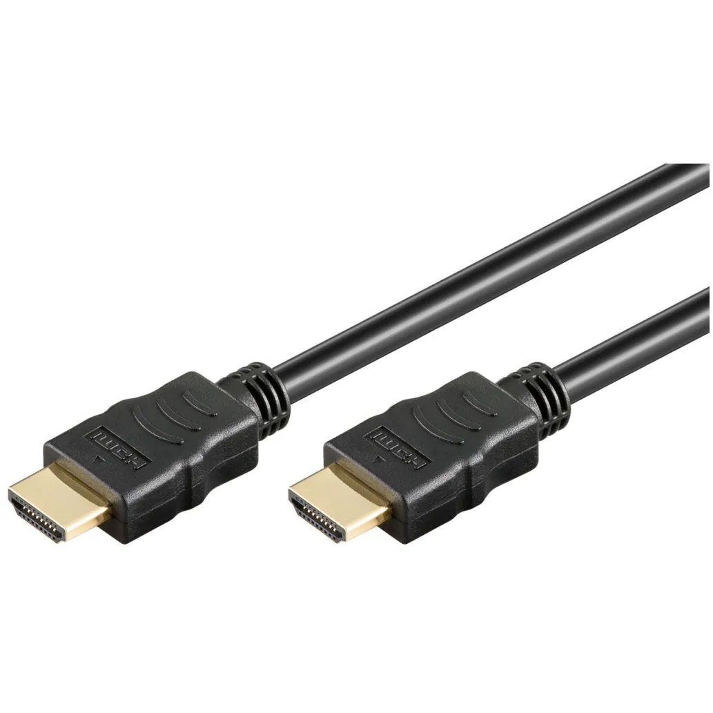 Kabel HDMI/HDMI M/M 1,00m V2.0 4K/60Hz 18Gbits Ethernet pozlačeni kontakti črn Goobay (61150)GOOBAY High Speed HDMI (M/M) 2.0 4K 60Hz 18Gbit/s 1m z Ethernet pozlačen črn kabel
