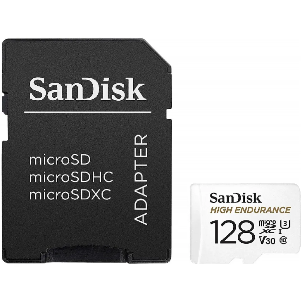 Spominska kartica microSDXC 128GB Sandisk High Endurance 100MB/s/40MB/s U3 V30 UHS-I A1 +adapter (SDSQQNR-128G-GN6IA)