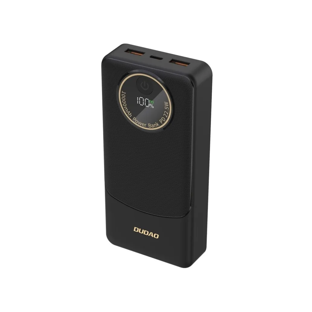 Prenosna baterija Dudao Powerbank 22,5W 20000mAh K12Pro LED USB-C 2xUSB-A črna (K12Pro-Black)