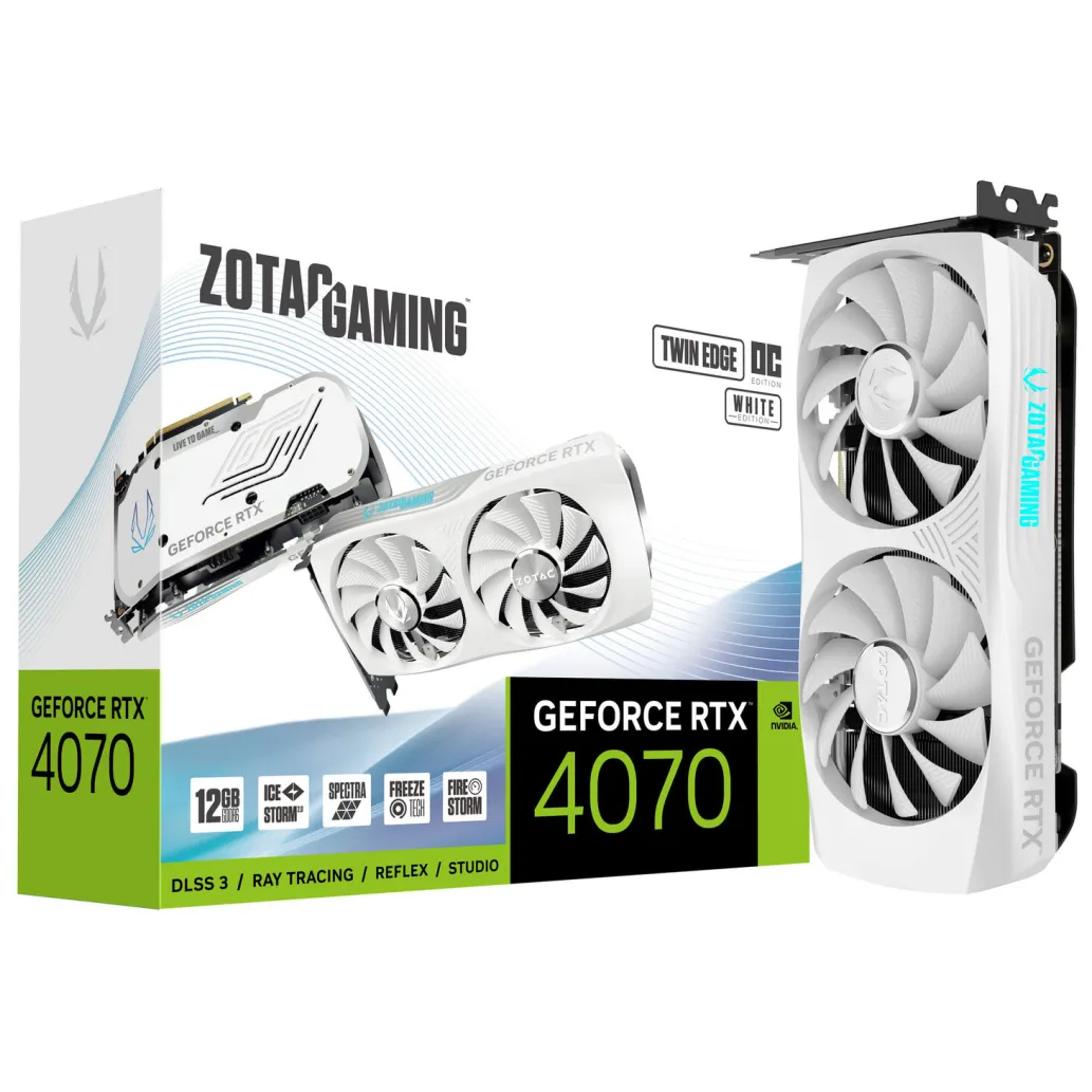 Grafična kartica nVidia RTX4070 Zotac White - 12GB GDDR6 bela (ZT-D40740Q-10M)