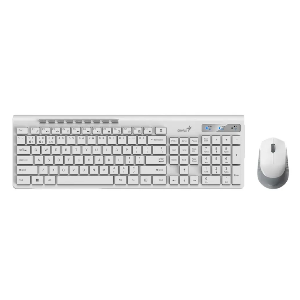Tipkovnica in miš Genius brezžična + Bluetooth Slim Star 8230 SLO bela (31340015411)