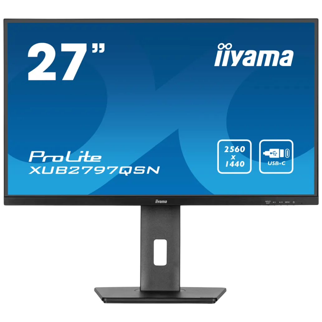Monitor Iiyama 68,6 cm (27,0") XUB2797QSN-B2 2560x1440 100Hz IPS 1ms HDMI DisplayPort USB-C 65W DP-Out 4xUSB3.2 Pivot Zvočniki sRGB99% RJ45 ProLite